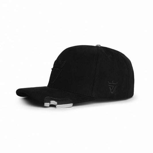 Black Suede Cap with Bottle Opener